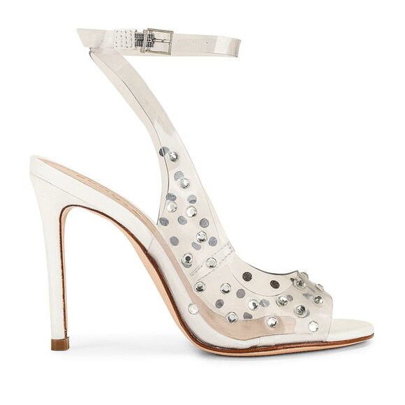 Schutz Brieela Vinyl Transparent Rhinestone Heels Wedding in White 6.5B - Picture 1 of 12